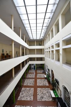 empty university collage school lobby back to school in coronavirus time