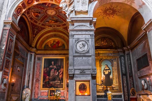 ROME, ITALY, JUNE 18, 2015 : interiors and architectural details of Santa maria del popolo church, june 18, 2015, in Rome, Italy