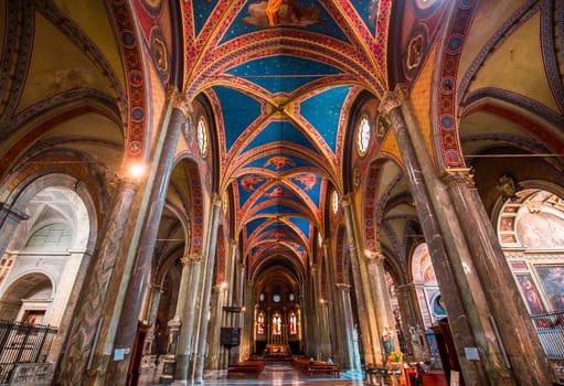 ROME, ITALY, JUNE 16, 2015 : interiors and architectural details of Santa Maria Sopra Minerva church, june 16, 2015 in Rome, Italy