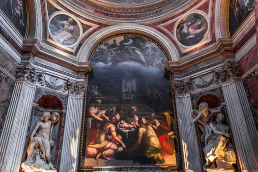 ROME, ITALY, JUNE 18, 2015 : interiors and architectural details of Santa maria del popolo church, june 18, 2015, in Rome, Italy