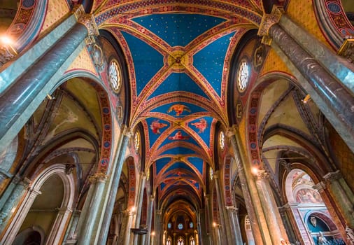 ROME, ITALY, JUNE 16, 2015 : interiors and architectural details of Santa Maria Sopra Minerva church, june 16, 2015 in Rome, Italy