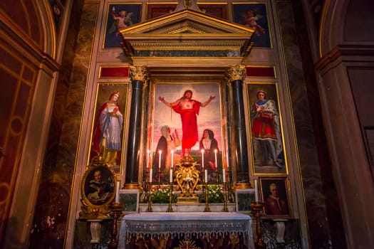 ROME, ITALY, JUNE 16, 2015 : interiors and architectural details of Santa Maria Sopra Minerva church, june 16, 2015 in Rome, Italy