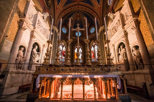 ROME, ITALY, JUNE 16, 2015 : interiors and architectural details of Santa Maria Sopra Minerva church, june 16, 2015 in Rome, Italy