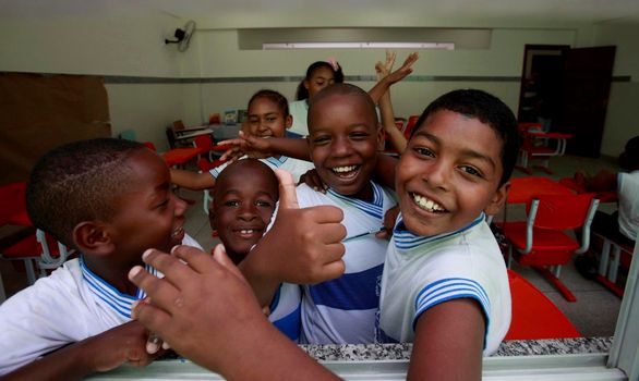 salvador, bahia, brazil - september10, 2015: Children from a public day care center are seen in a classroom in the city of Salvador.