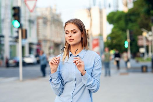 business woman outdoors in a cafe leisure official professional. High quality photo