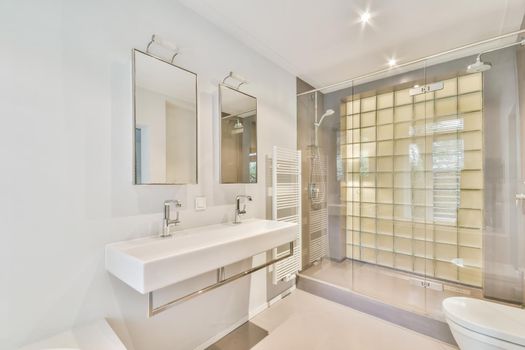 Nice bathroom with modern shower in an elegant home