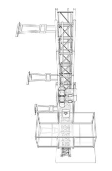 Mast lifts outline. 3d illustration. Wire-frame style