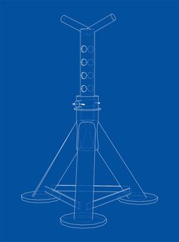 Axle stand isolated. 3d illustration. Wire-frame style