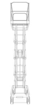 Scissor lift concept outline. 3d illustration. Wire-frame style