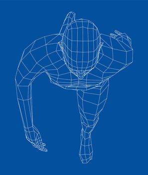 Wireframe walking man. 3d illustration. Man in walking pose