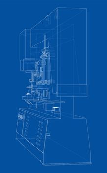 Metalworking CNC machine. Cutting metal technology. 3d illustration