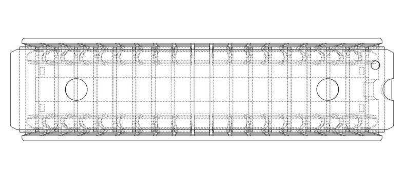 3D microchip. 3d illustration. Wire-frame or blueprint style