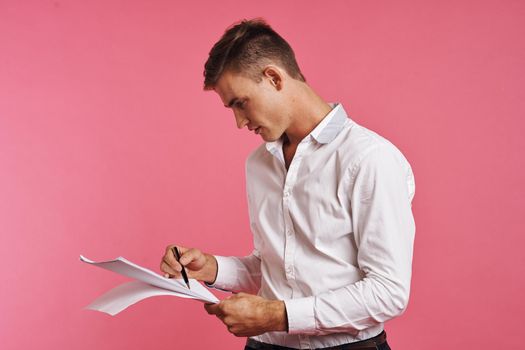 handsome man learning positive emotions student isolated background. High quality photo