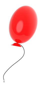 red flying ballon in white isolated background - 3d rendering