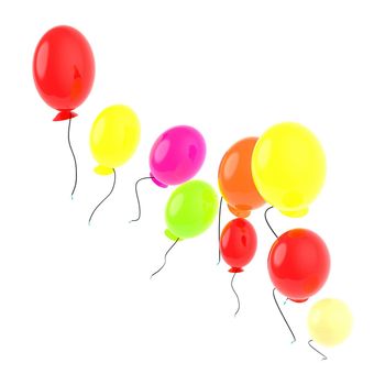 crowd of ballons in white isolated background - 3d rendering