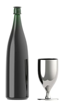 3d bottle and a glass - 3d rendering