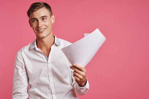 portrait of a man learning positive emotions student isolated background. High quality photo