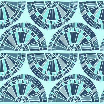 Aztecs seamless pattern on cold color. Endless pattern on blue. For fabric, packaging, design