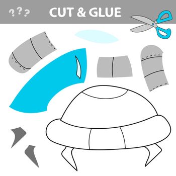 Cut and glue - Simple game for kids. Use scissors and glue and restore the picture inside the contour. Simple kid application with Flying UFO Sauser