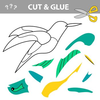 Cut and glue - Simple game for kids. Use scissors and glue and restore the picture inside the contour. Simple kid application with Hummingbird