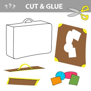 Cut and glue - Simple game for kids. Education game for children with travel suitcase