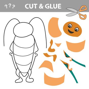 Cut and glue - Simple game for kids. Use scissors and glue and restore the picture inside the contour. Paper game for kids with bug.