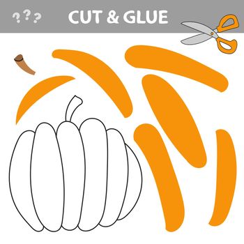 Cut and glue - Simple game for kids. Education paper game for children, Pumpkin. Use scissors and glue to create the image.