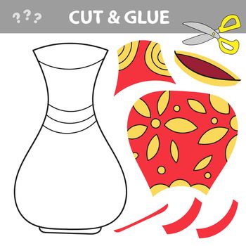 Cut and glue - Simple game for kids. Easy educational paper game for kids. Simple kid application with red vase