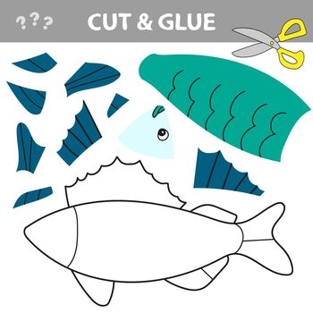 Cut and glue - Simple game for kids. Use scissors and glue and restore the picture inside the contour. Paper game for kids with Fish