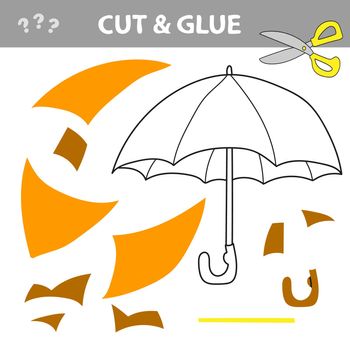 Cut and glue - Simple game for kids. Umbrella in cartoon style, education game for the development of preschool children