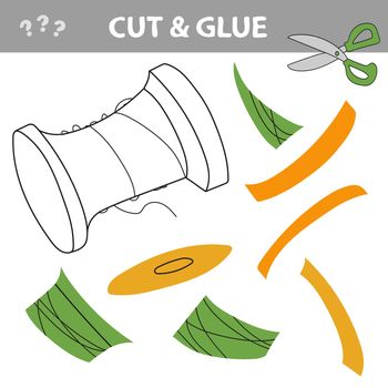 Cut and glue - Simple game for kids. Needle with thread and spool. Restore the picture inside the contour. Simple kid application