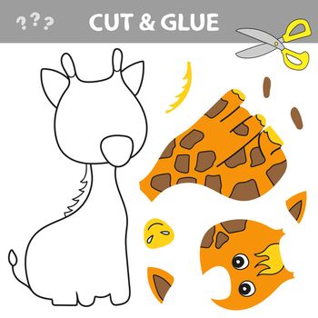 Cut and glue - Simple game for kids. Education paper game for children, Giraffe. Use scissors and glue to create the image.