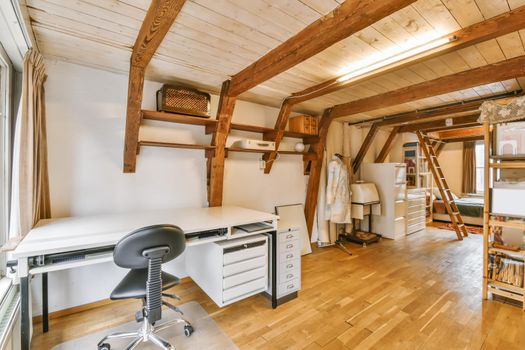 Beautiful corner of the room with a table for work