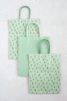 green New Year paper gift bags, zero waste concept