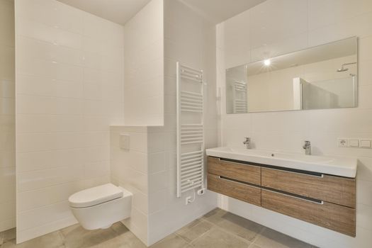 Interior of modern bathroom with toilet in the modern washroom