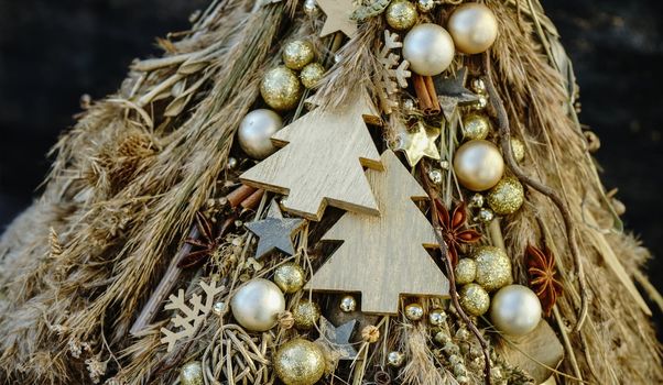 Christmas interior plant based composition with candles