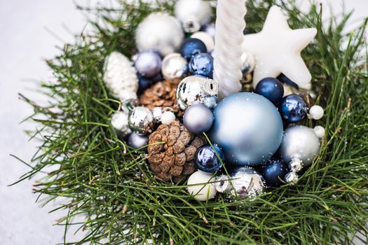 Christmas interior plant based composition with candles