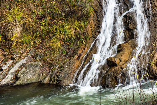 Famous park in city-resort with mineral water springs Borjomi in the mountains of Georgia