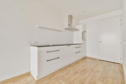 Interior of empty home kitchen with contemporary appliances