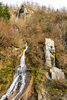 Famous park in city-resort with mineral water springs Borjomi in the mountains of Georgia