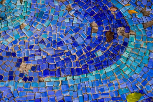 Blue ceramic tiles on the pool bottom as a architectural background