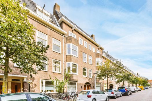 Residential area with buildings with beautiful facade