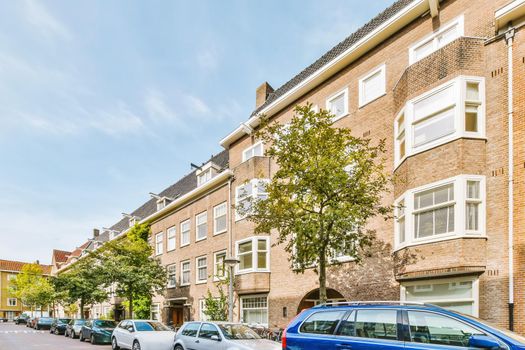 Residential area with buildings with beautiful facade