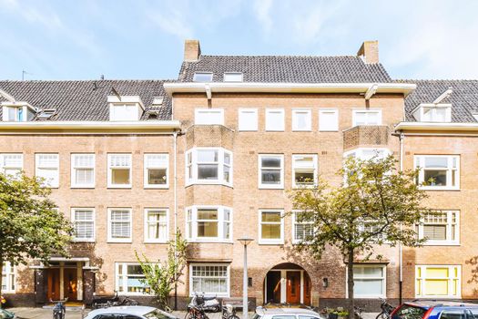 Residential area with buildings with beautiful facade