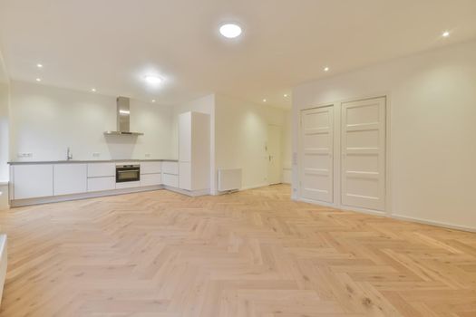 Interior of empty home kitchen with contemporary appliances