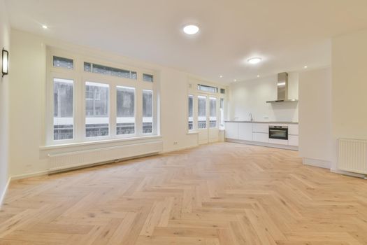Interior of empty home kitchen with contemporary appliances