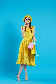cheerful woman shopping entertainment lifestyle isolated background. High quality photo