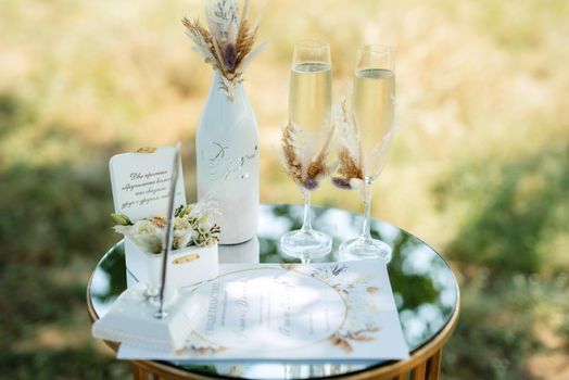 wedding rings with a wedding decor