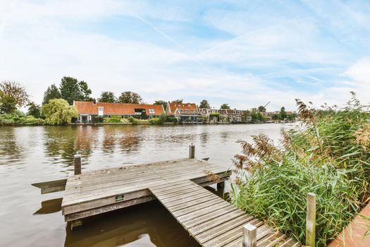 Stunning lake view with houses in the background