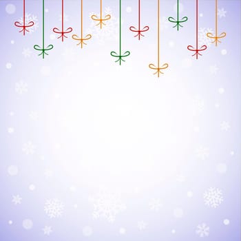 Christmas background with bright bulbs and holiday decorations- illustration